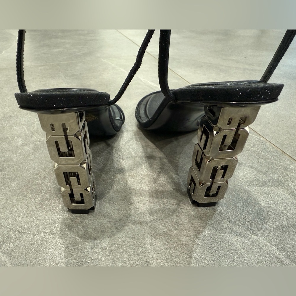 Givenchy Black and Silver G-Cube Ankle Strap Sandals size 37.5 - Picture 4 of 10
